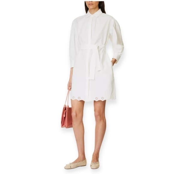 MAX MARA Corinto Linen Blend White Button Down Belted Shirt Dress Size L NEW - Picture 3 of 16